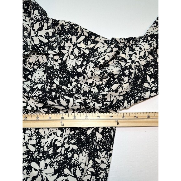 Entro Black Cream Floral Balloon Long Sleeve Button Up Blouse Modest Women LARGE - Picture 11 of 11